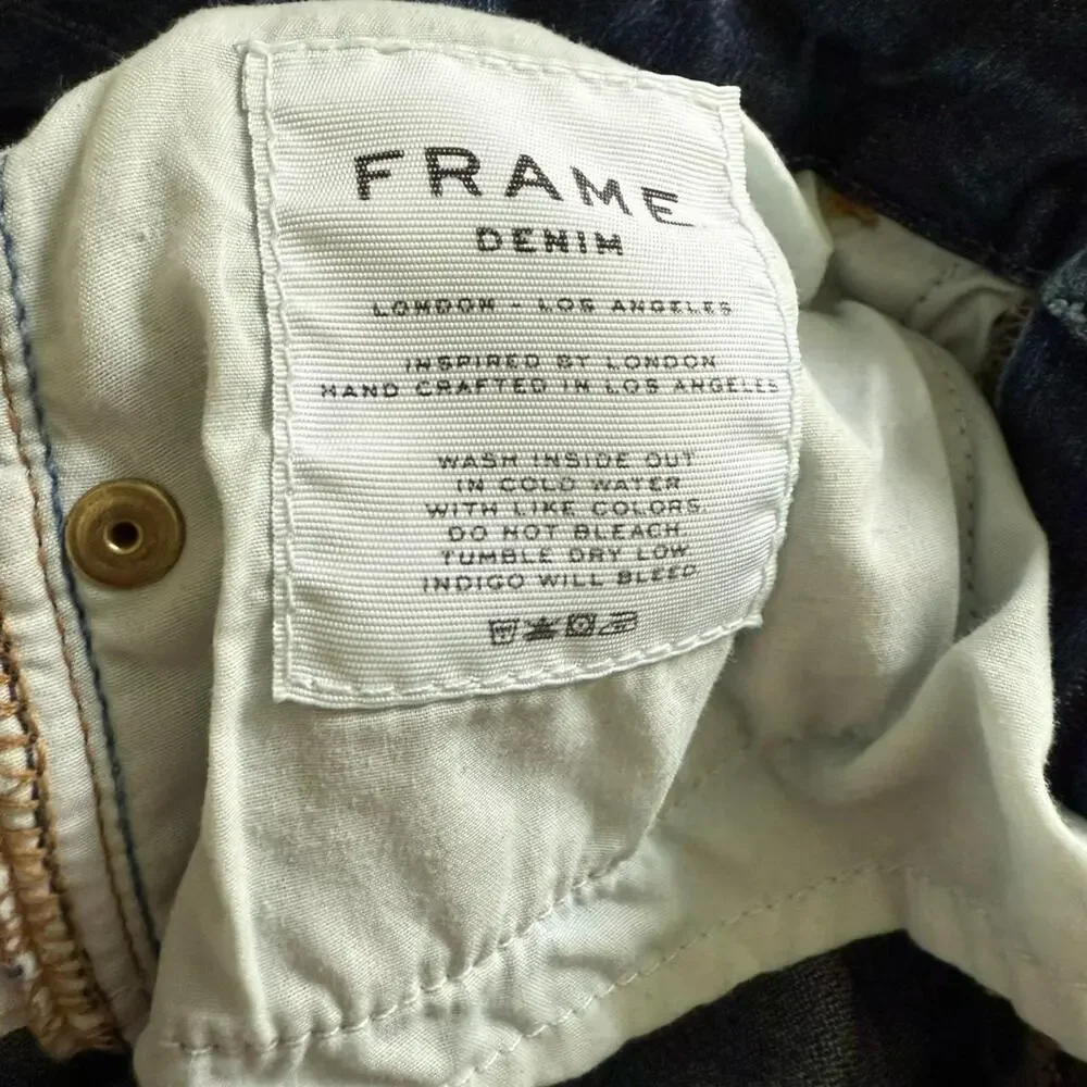 Frame Le Crop Mini Boot Jeans Sz 24 Blue Denim Mid-Rise Best Seller - Picture 2 of 6